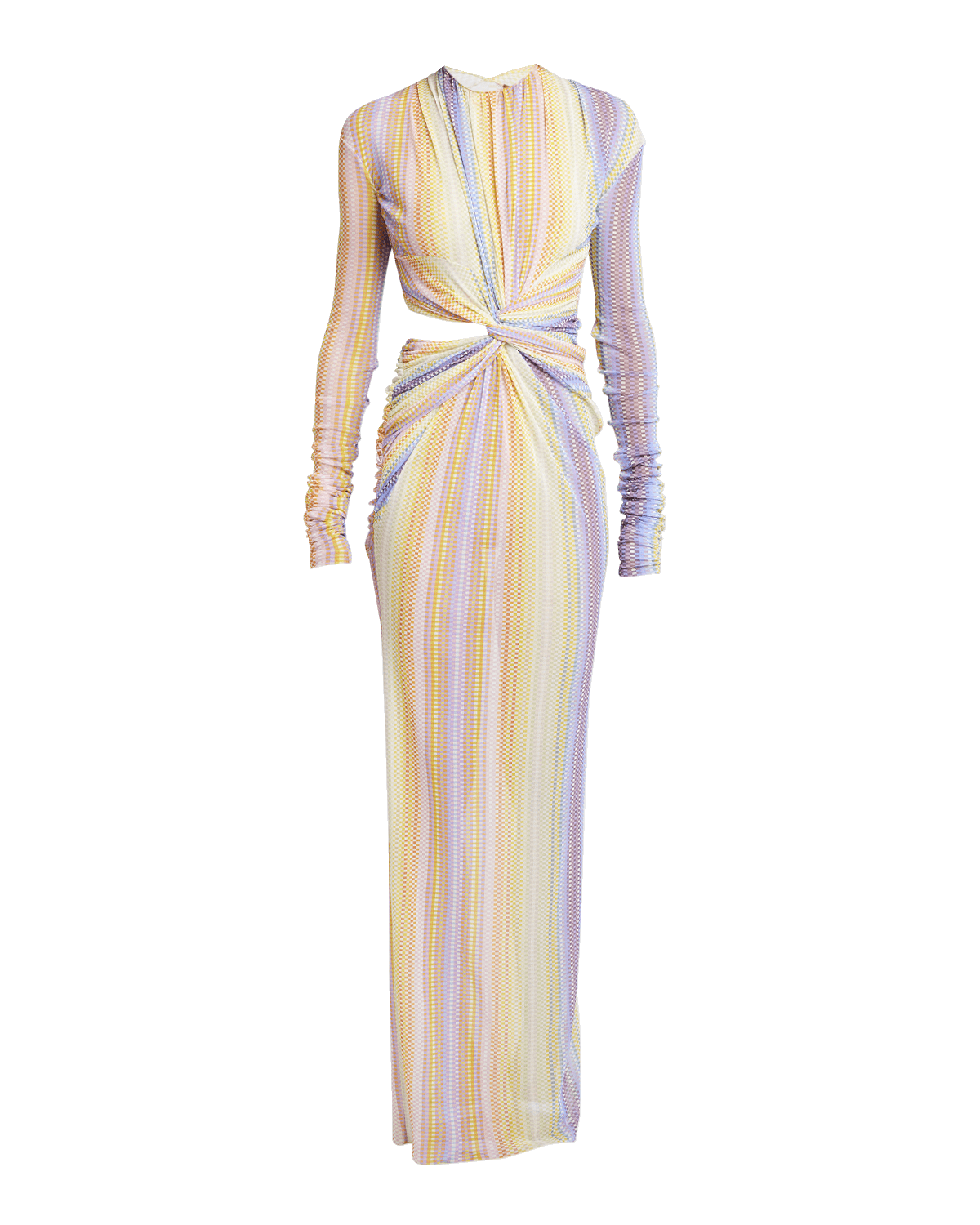 Missoni Check-Print Twisted Cutout Long-Sleeve Maxi Dress