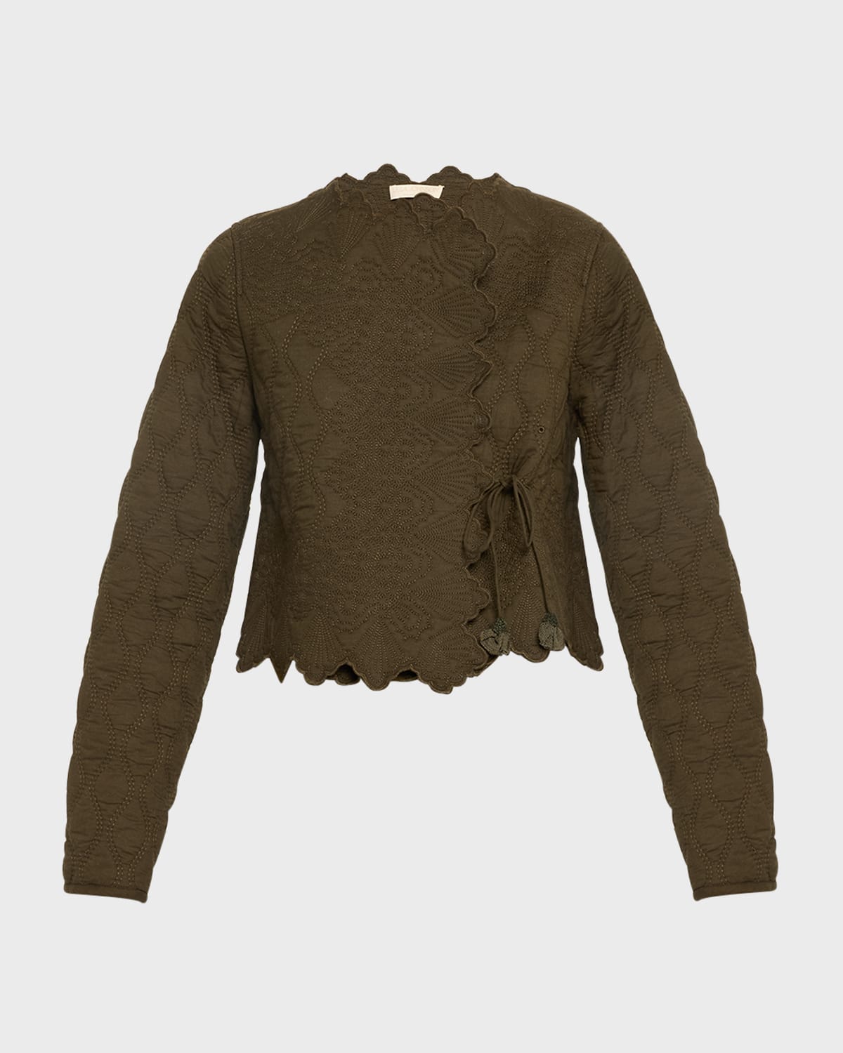 Ulla Johnson Zofia Short Quilted Scalloped Wrap Jacket