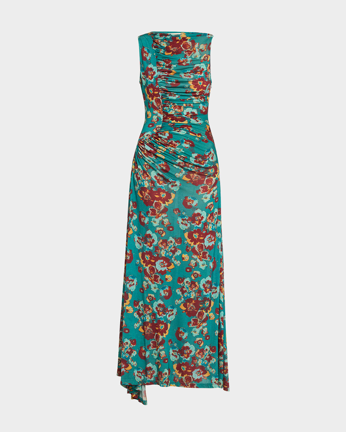 Ulla Johnson Livia Sleeveless Ruched Floral Maxi Dress