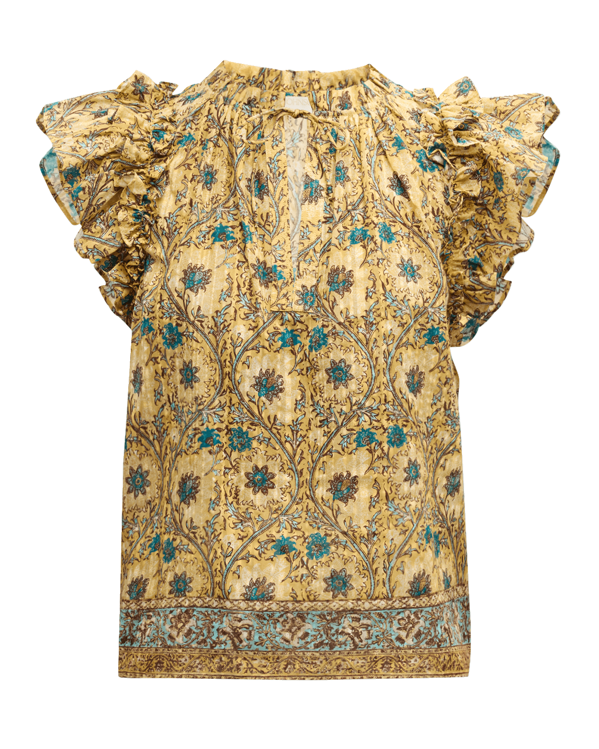 Ulla Johnson Fleur Floral Cotton Blend Flutter-Sleeve Top