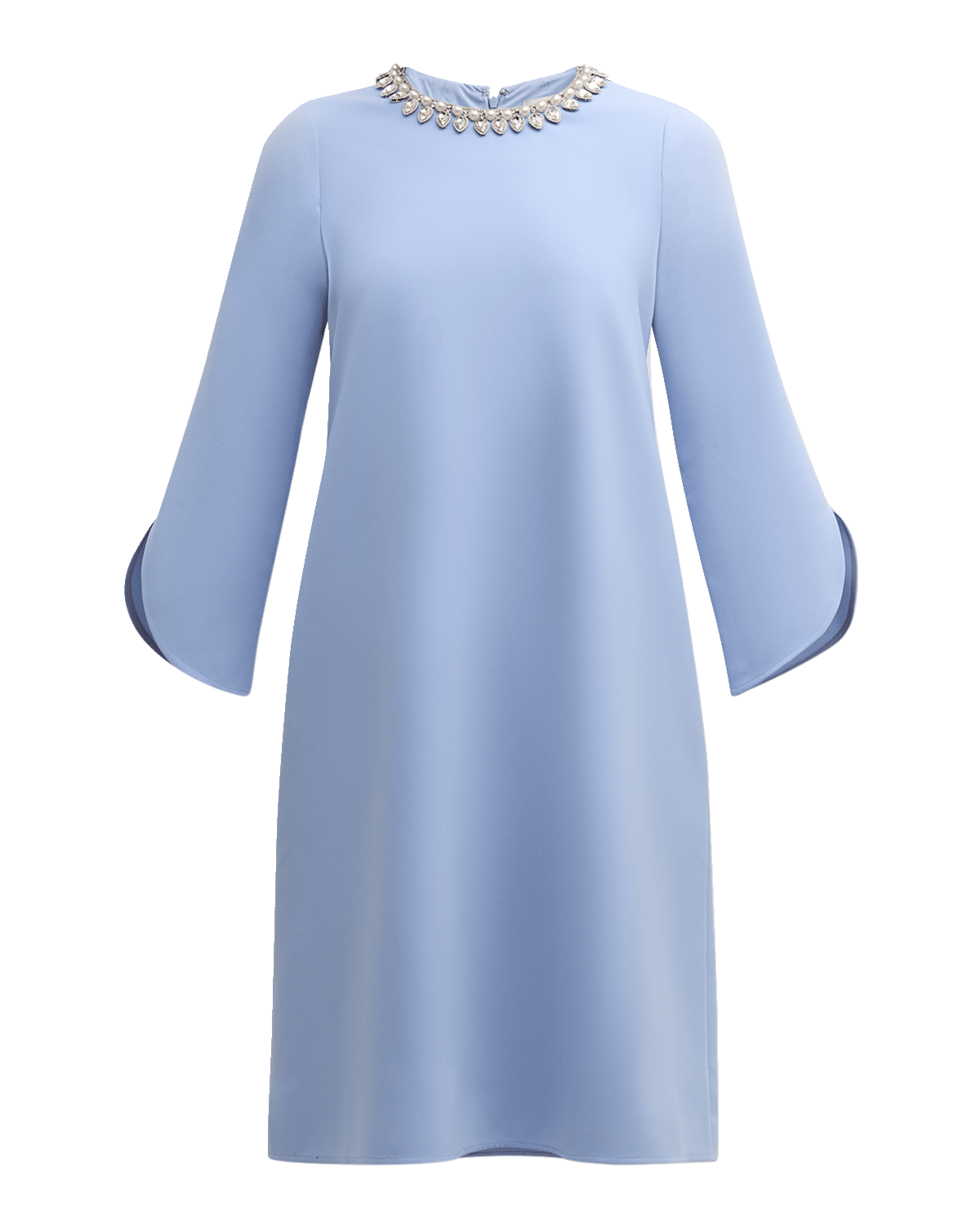 Rickie Freeman for Teri Jon Jewel-Embellished Split-Sleeve Midi Dress