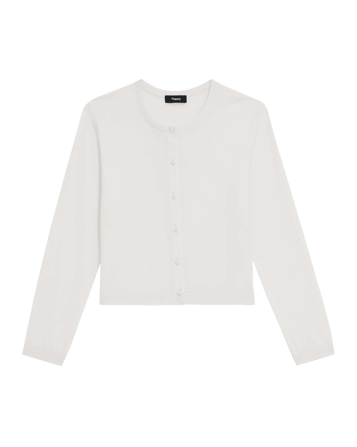 Theory Faux-Pearl Button Cropped Wool Cardigan