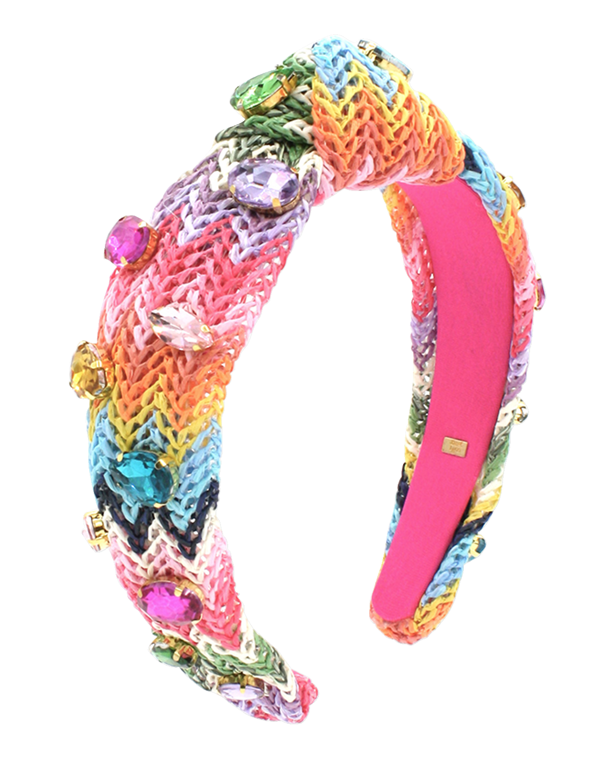 Bari Lynn Girl's Rainbow Raffia Knot Headband