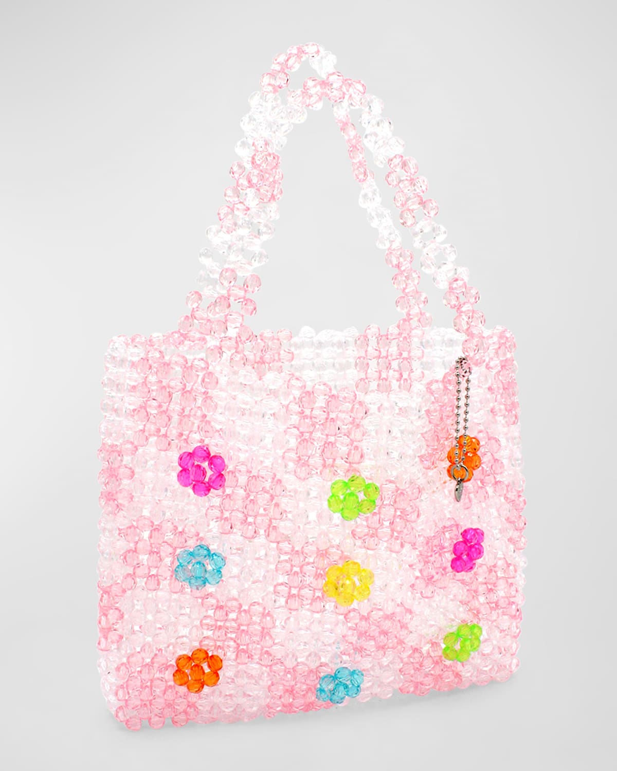 Bari Lynn Girl's Beaded Checkerboard Floral Tote