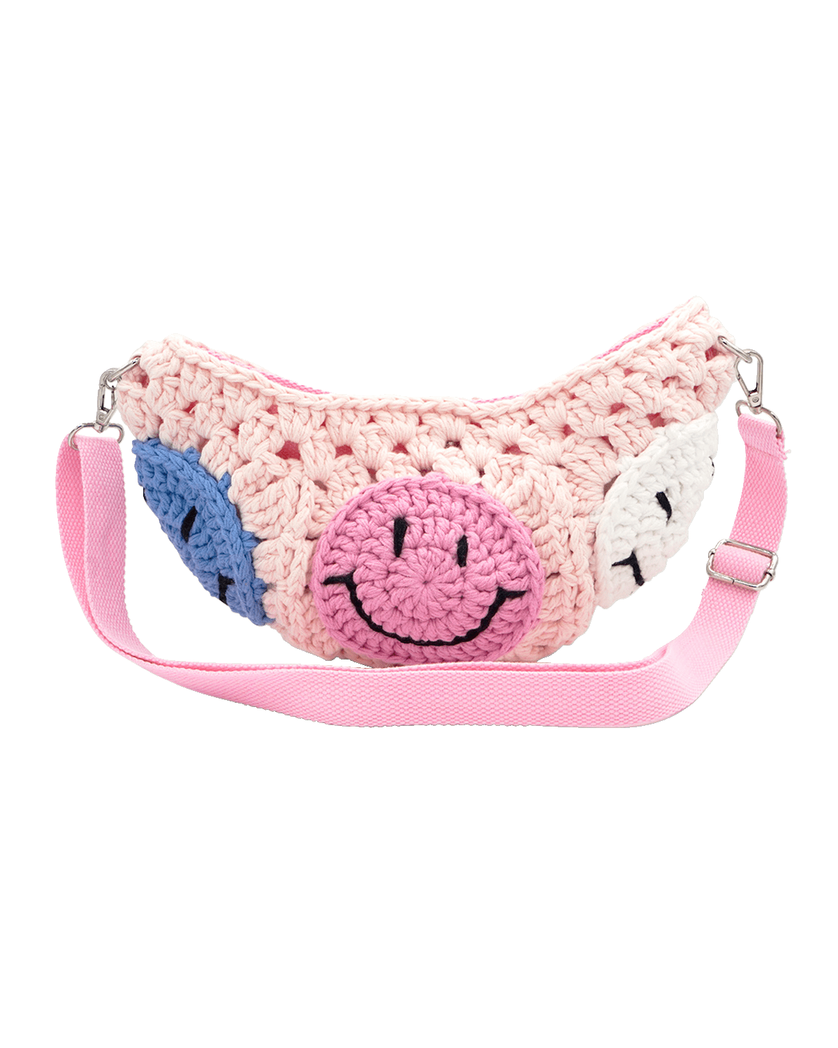 Bari Lynn Girl's Happy Face Crossbody Crochet Bag