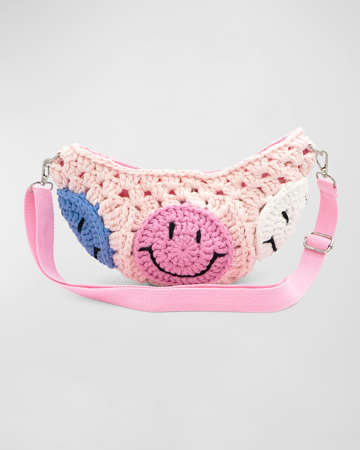 Bari Lynn Girl's Happy Face Crossbody Crochet Bag