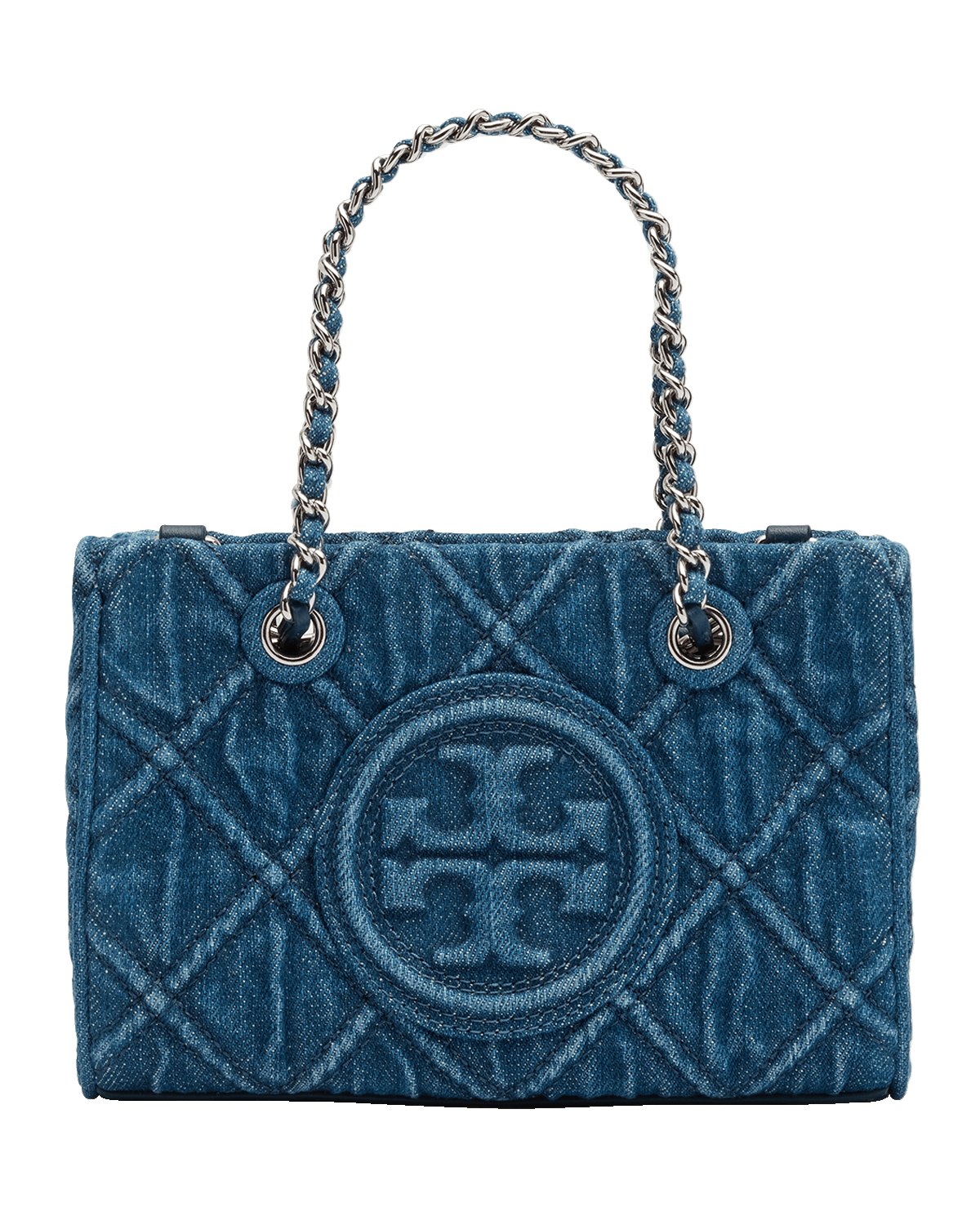 Tory Burch Fleming Mini Denim Chain Tote Bag