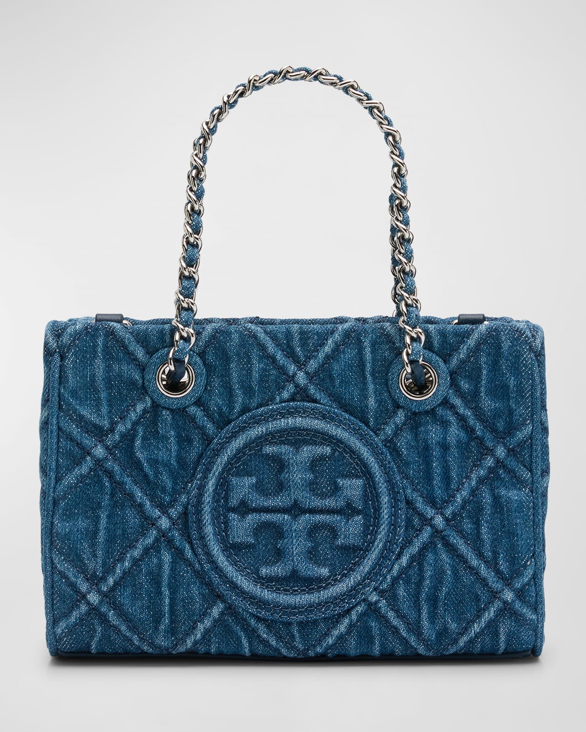 Tory Burch Fleming Mini Denim Chain Tote Bag