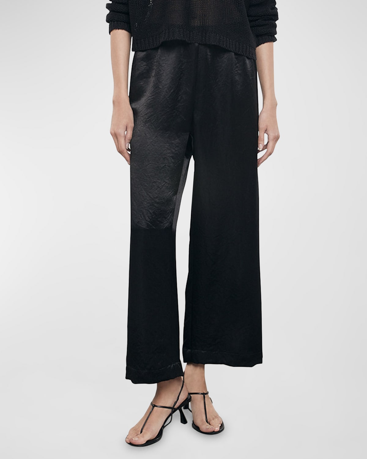 Enza Costa Hammered Satin Ankle Pants