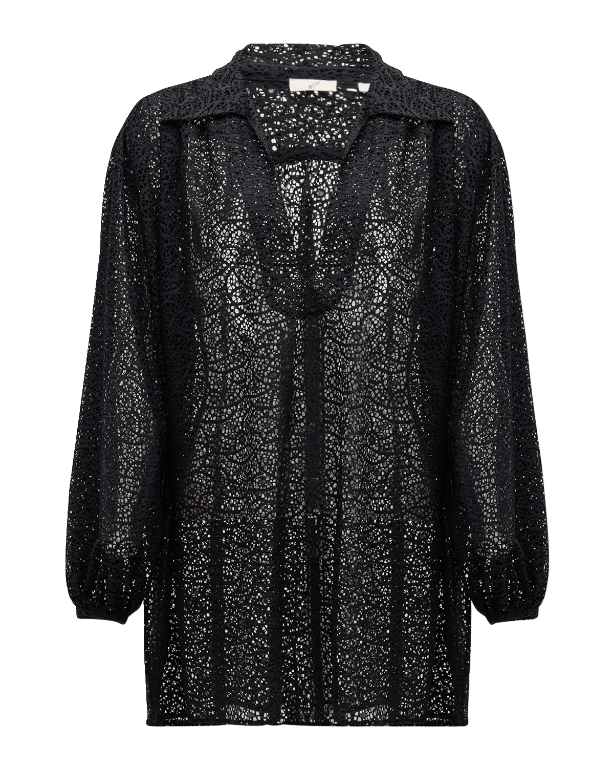 BITE Studios Nuancer Summer Long-Sleeve Collared Lace Blouse