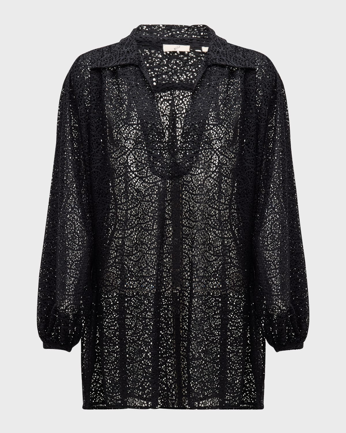 BITE Studios Nuancer Summer Long-Sleeve Collared Lace Blouse