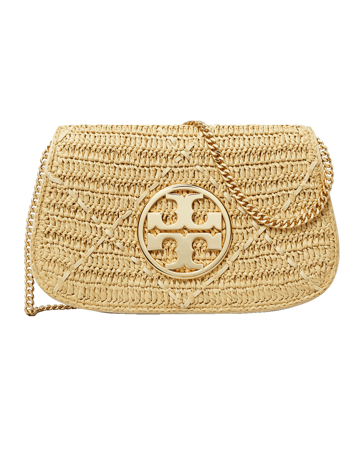 Tory Burch Reva Straw Clutch Bag