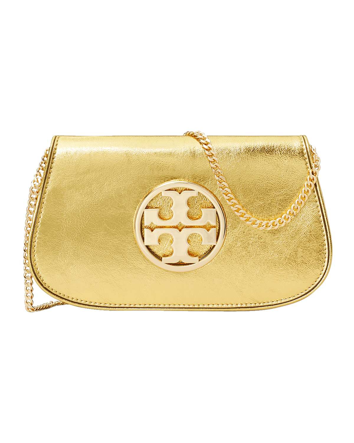 Tory Burch Reva Metallic Medallion Clutch Bag