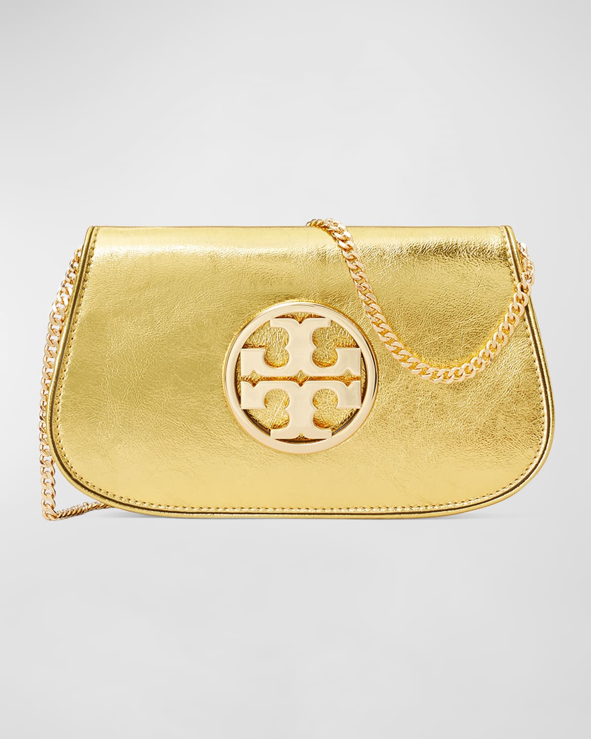 Tory Burch Reva Metallic Medallion Clutch Bag