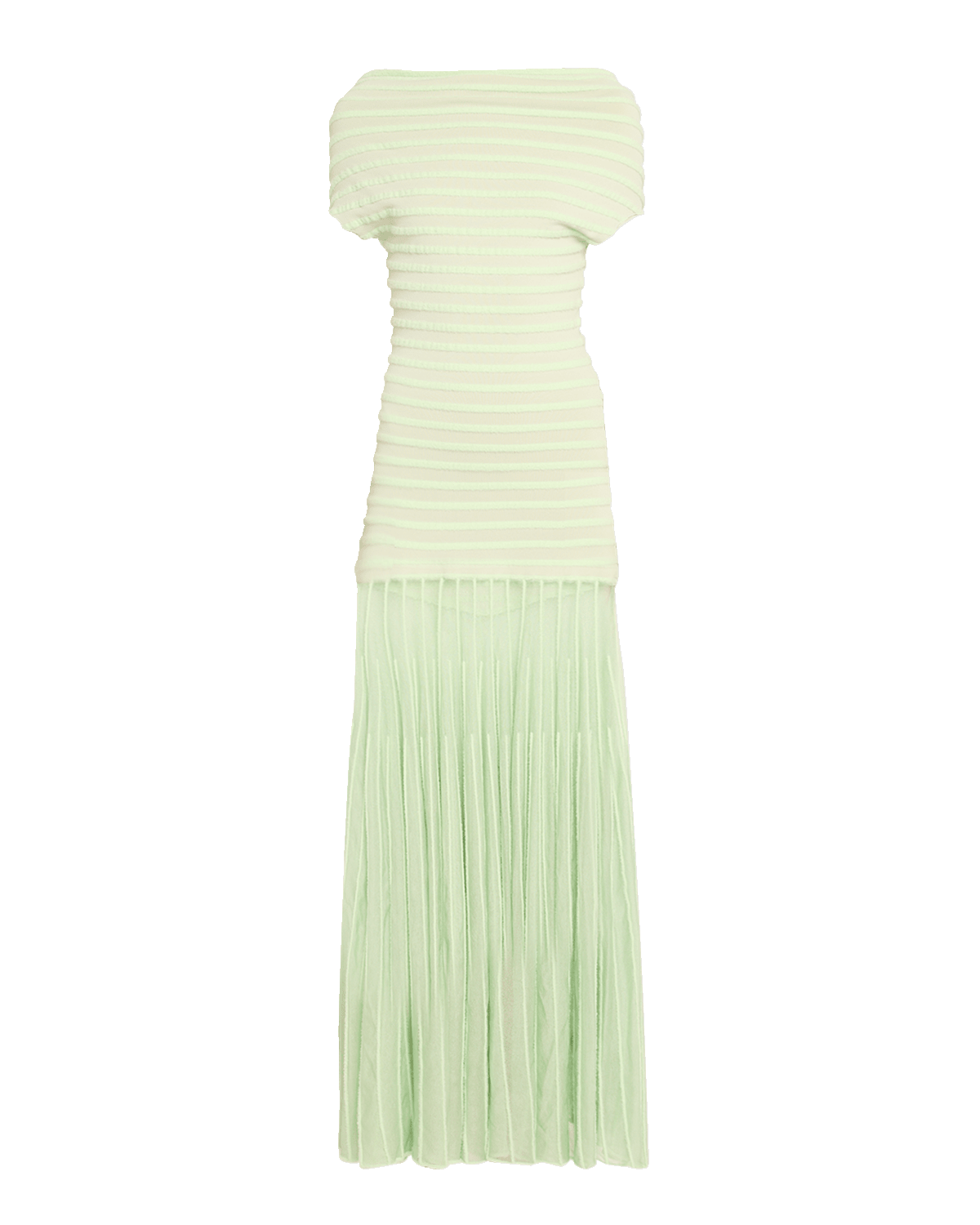 Alexis Marce Off-the-Shoulder Pleated Knit Maxi Dress