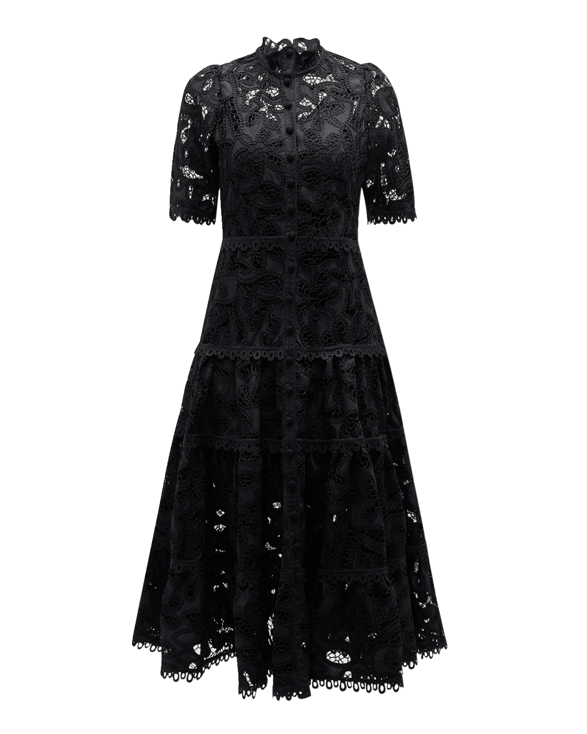 Alexis Ledina Cutwork Embroidered Floral Lace Midi Dress