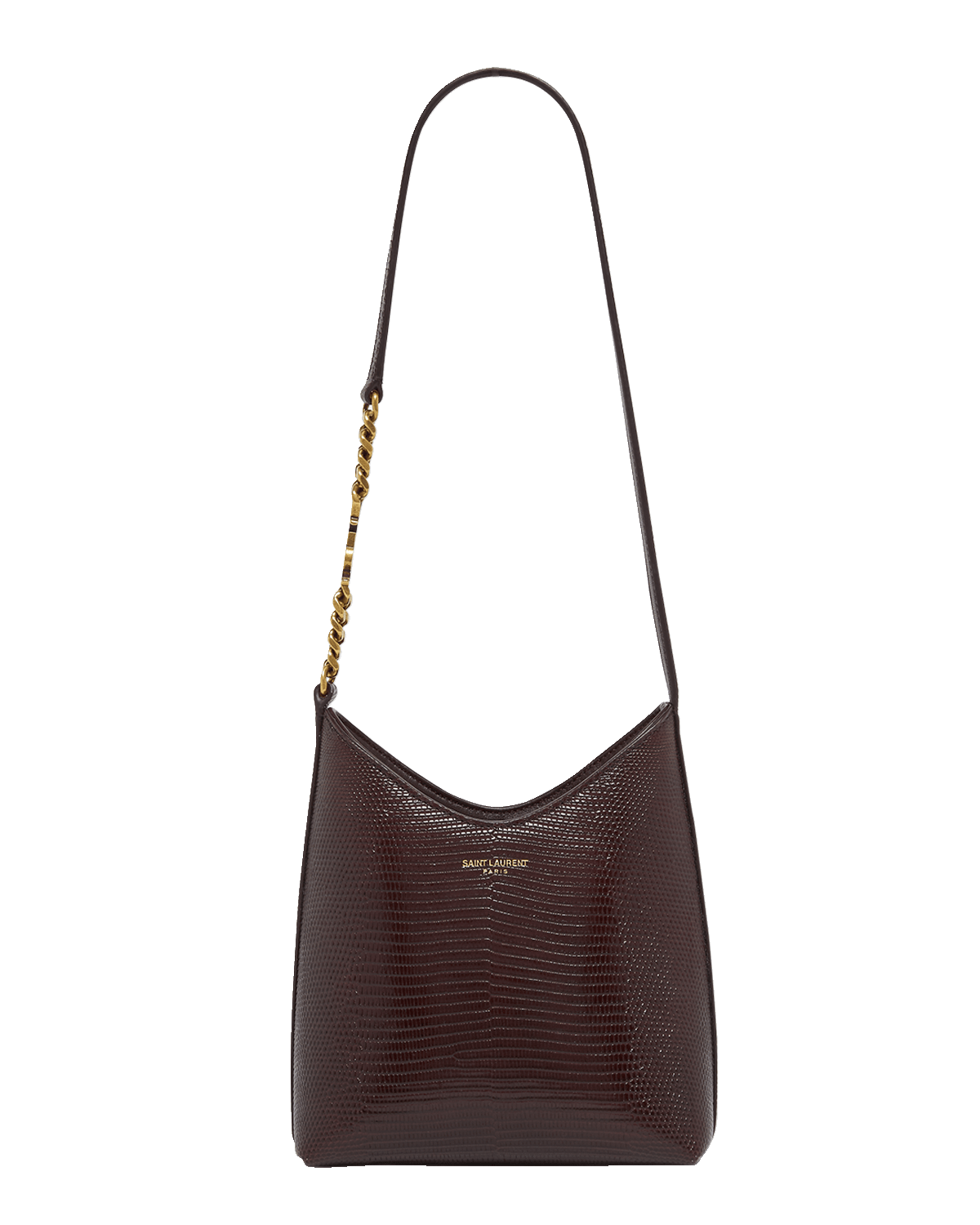 Saint Laurent Mini Shoulder Bag in Shiny Lizard-Embossed Leather