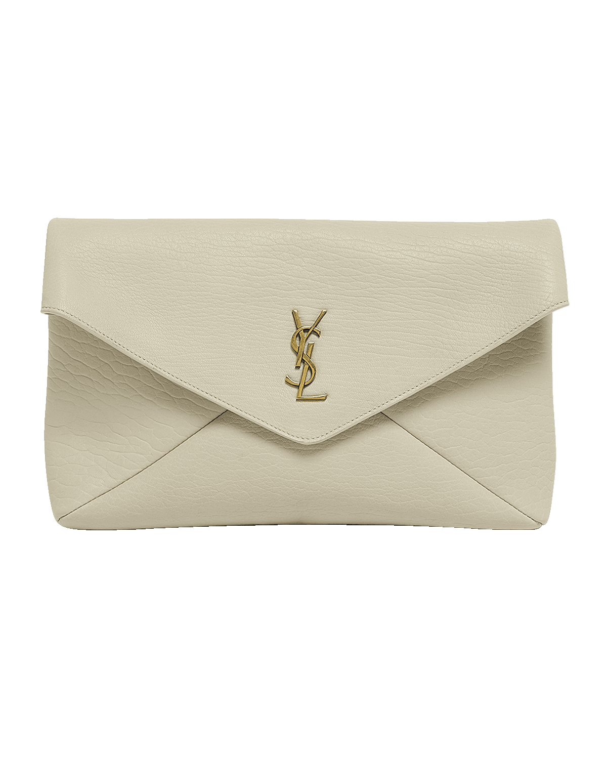 Saint Laurent Large YSL Envelope Pouch Clutch Bag in Leather