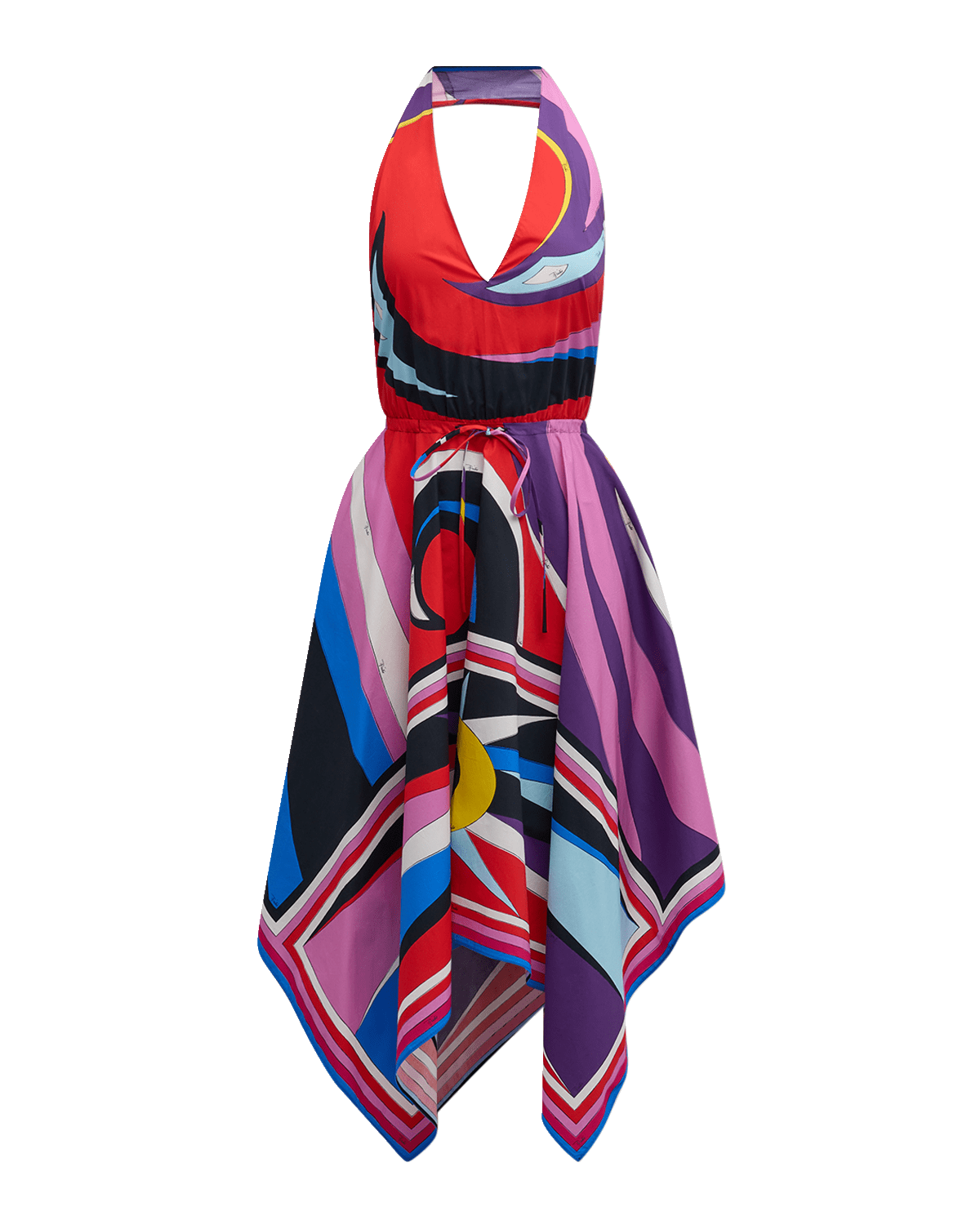 Emilio Pucci Abstract-Print Halter Handkerchief Dress
