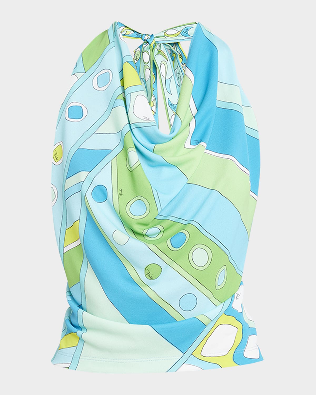 Emilio Pucci Abstract-Print Cowl Halter Top