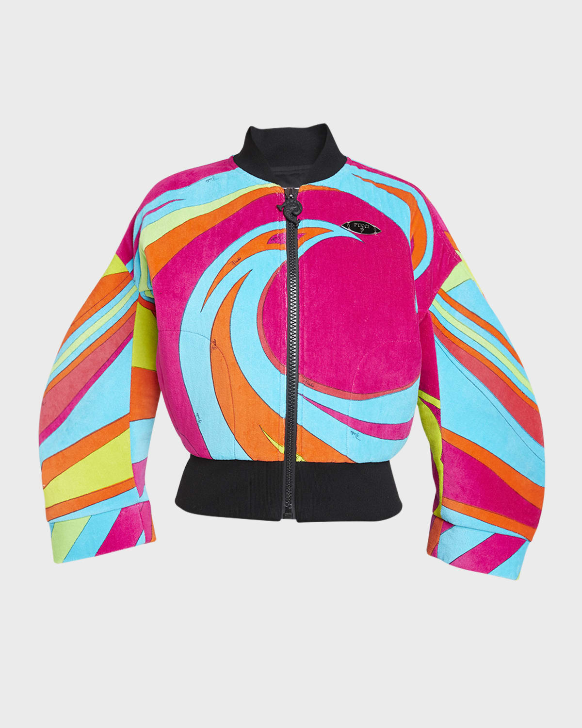 Emilio Pucci Swirl-Print Velour Bomber Jacket