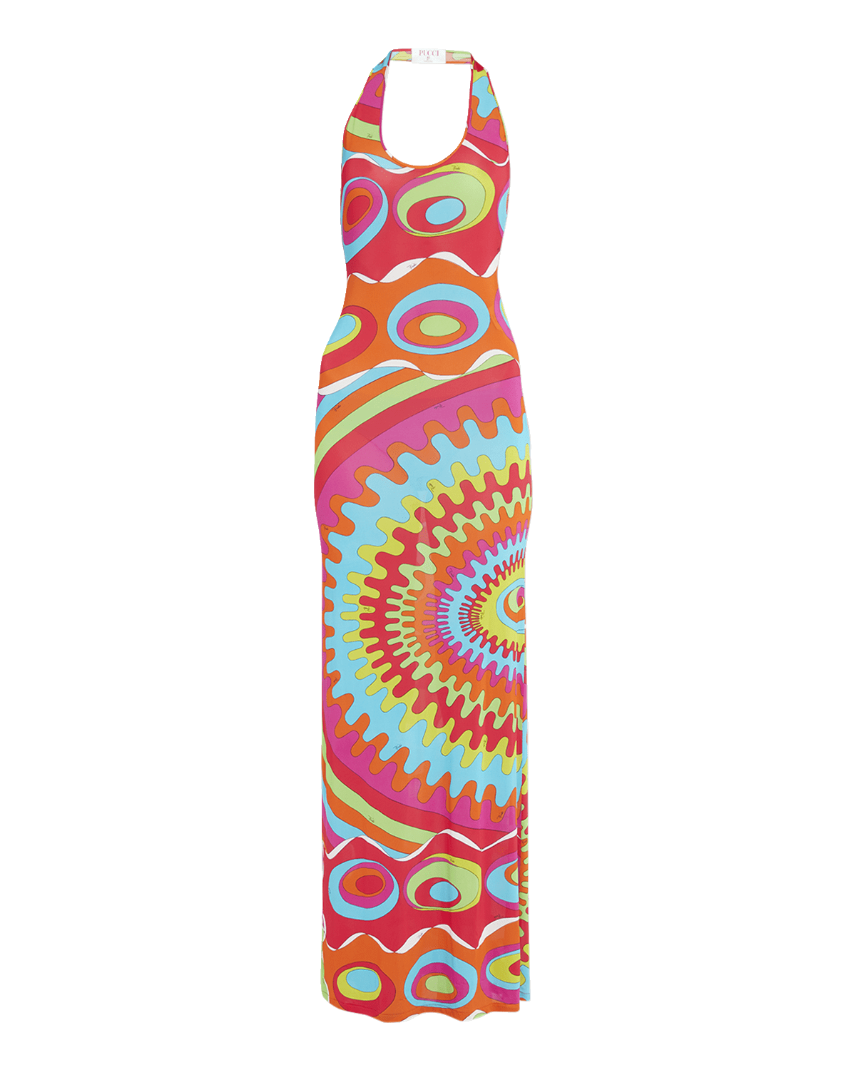 Emilio Pucci Halter Abstract-Print Backless Maxi Dress