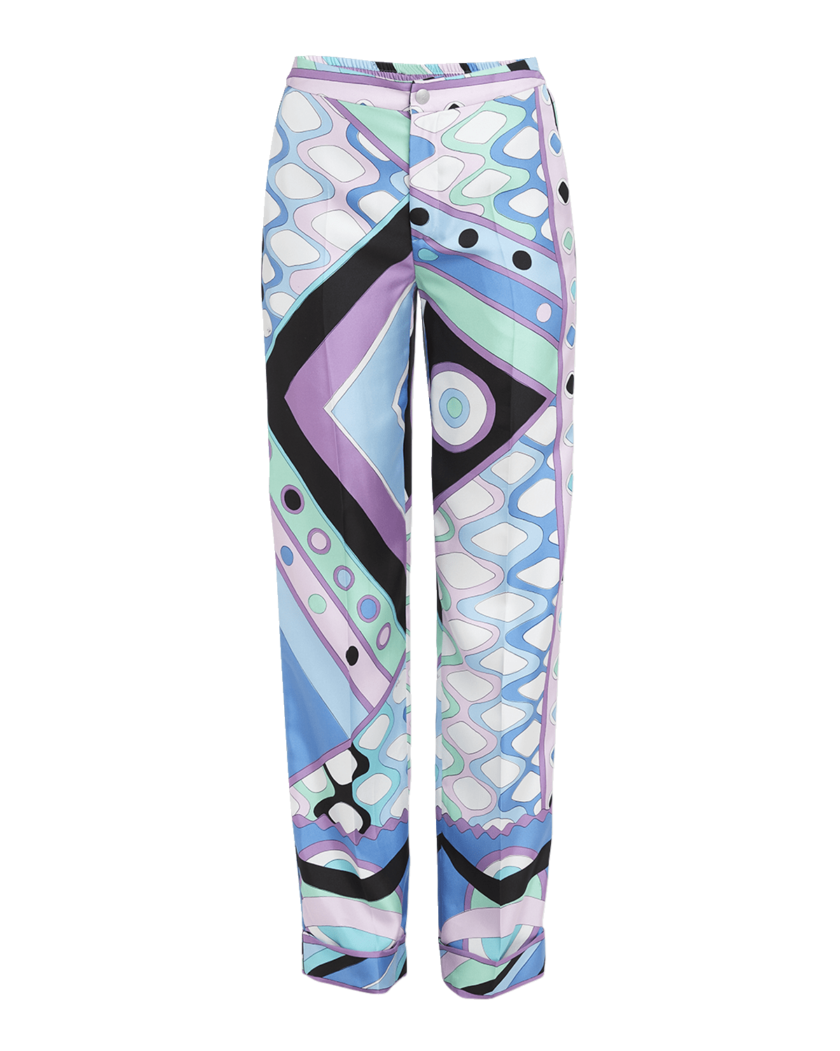 Emilio Pucci Mid-Rise Abstract-Print Straight-Leg Satin Pajama Trousers