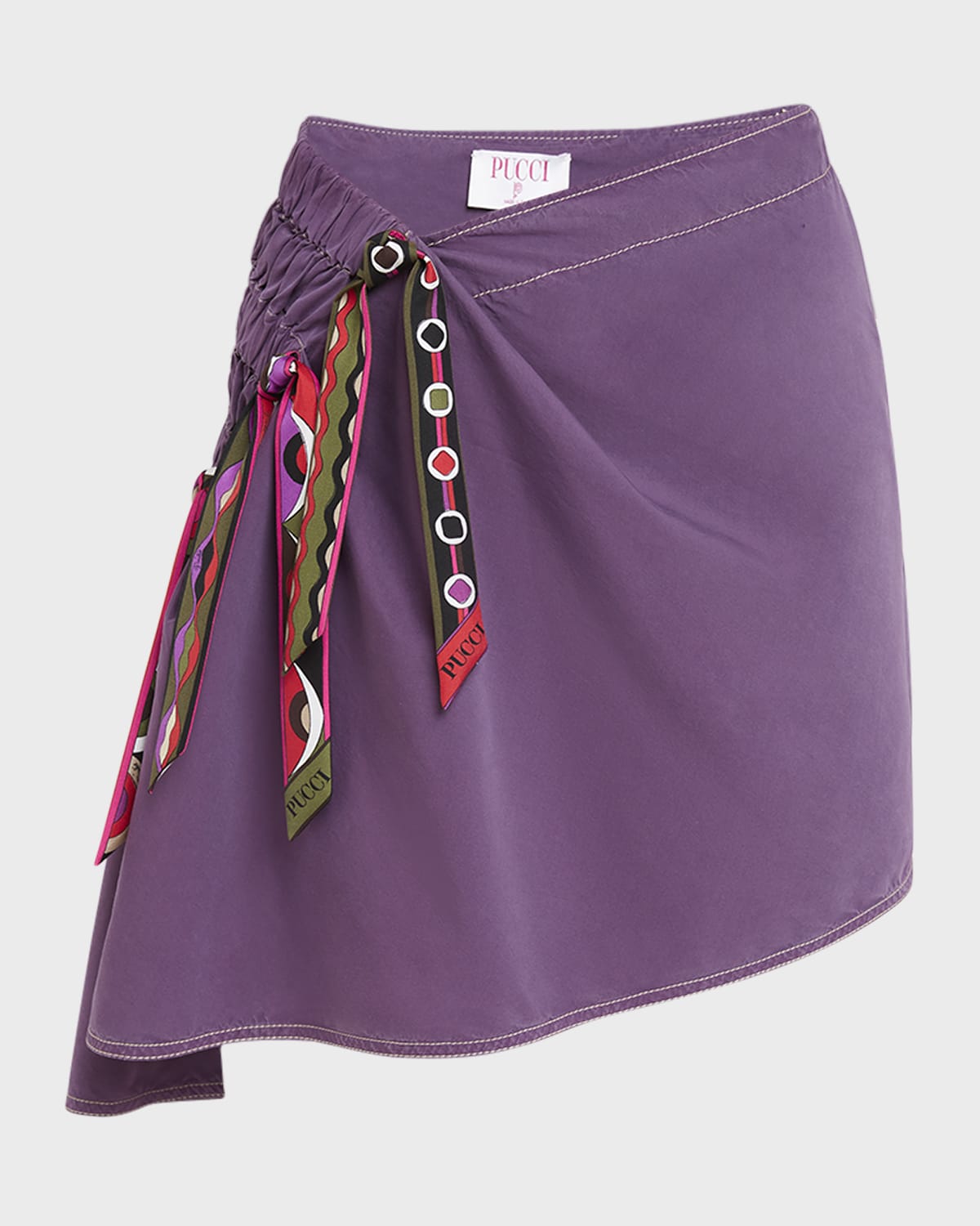Emilio Pucci Tie-Smocked Asymmetric Mini Skirt