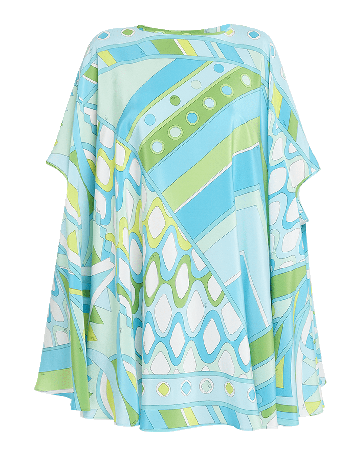 Emilio Pucci Abstract-Print Short-Sleeve Mini Kaftan Dress