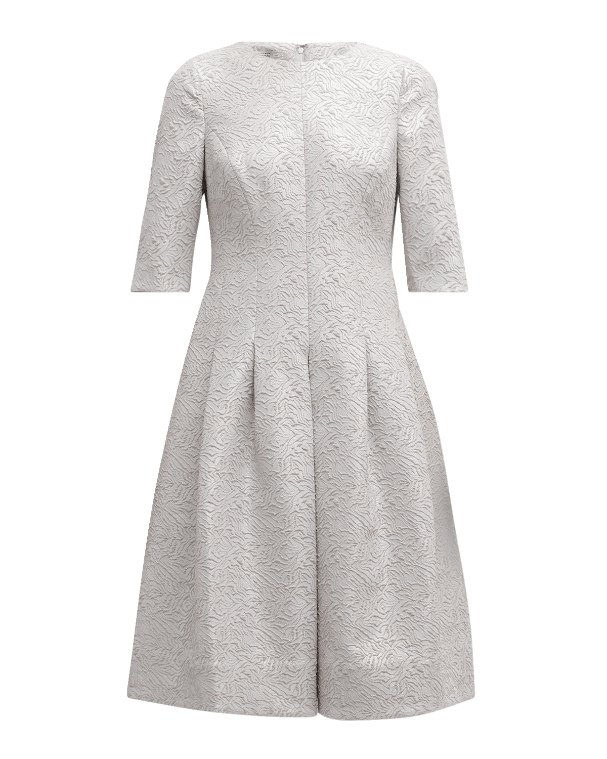 Rickie Freeman for Teri Jon Pleated Metallic Jacquard Midi Dress