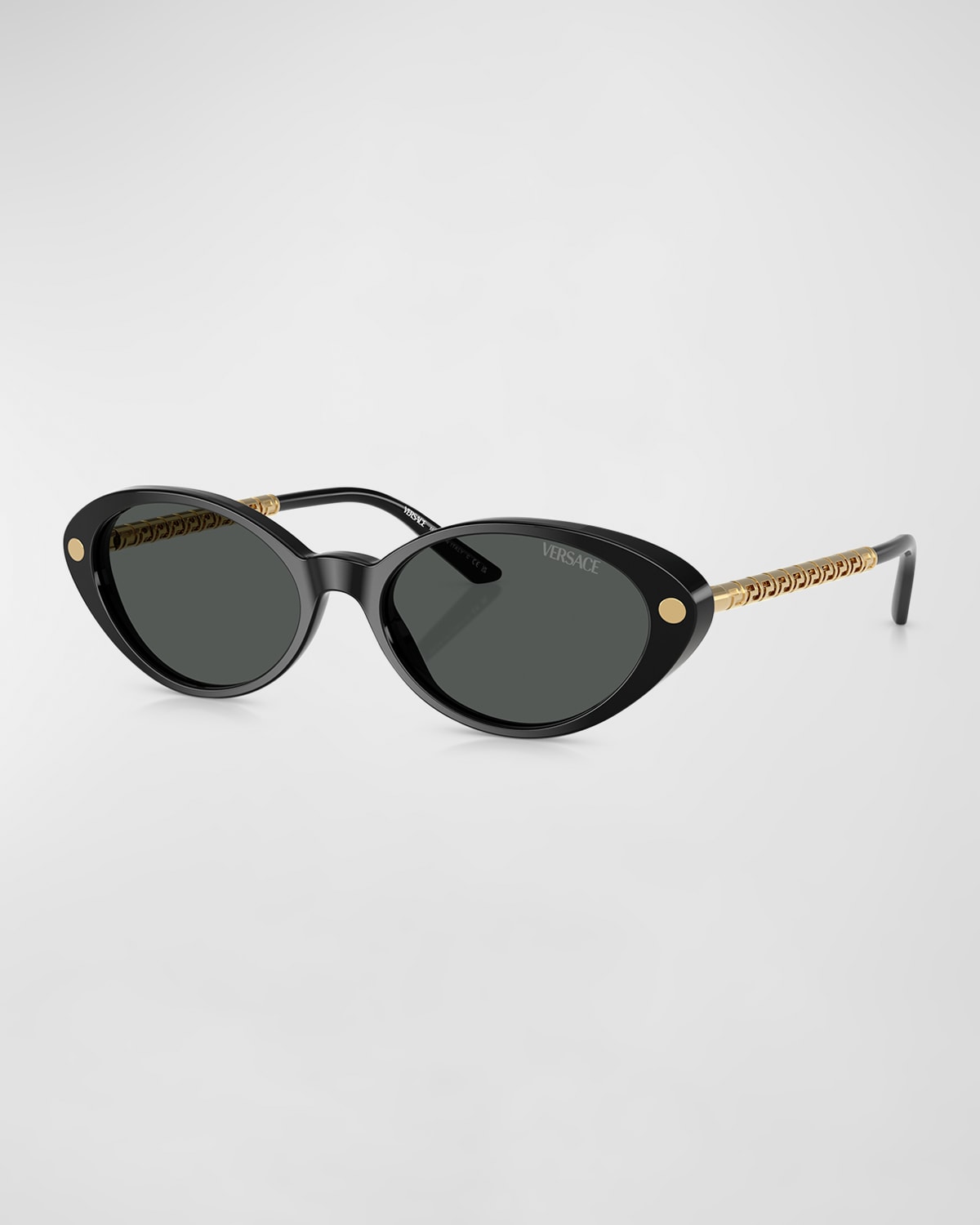 Versace Greca Mixed-Media Oval Sunglasses