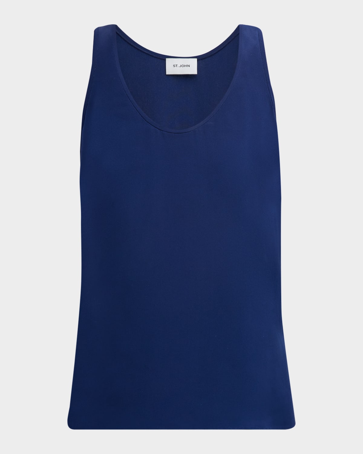 St. John Scoop-Neck Silk Crepe-De-Chine Tank Top