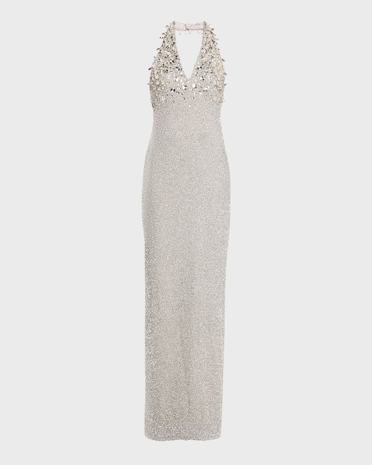 Pamella Roland Beaded Halter Gown with Crystal Embellishment
