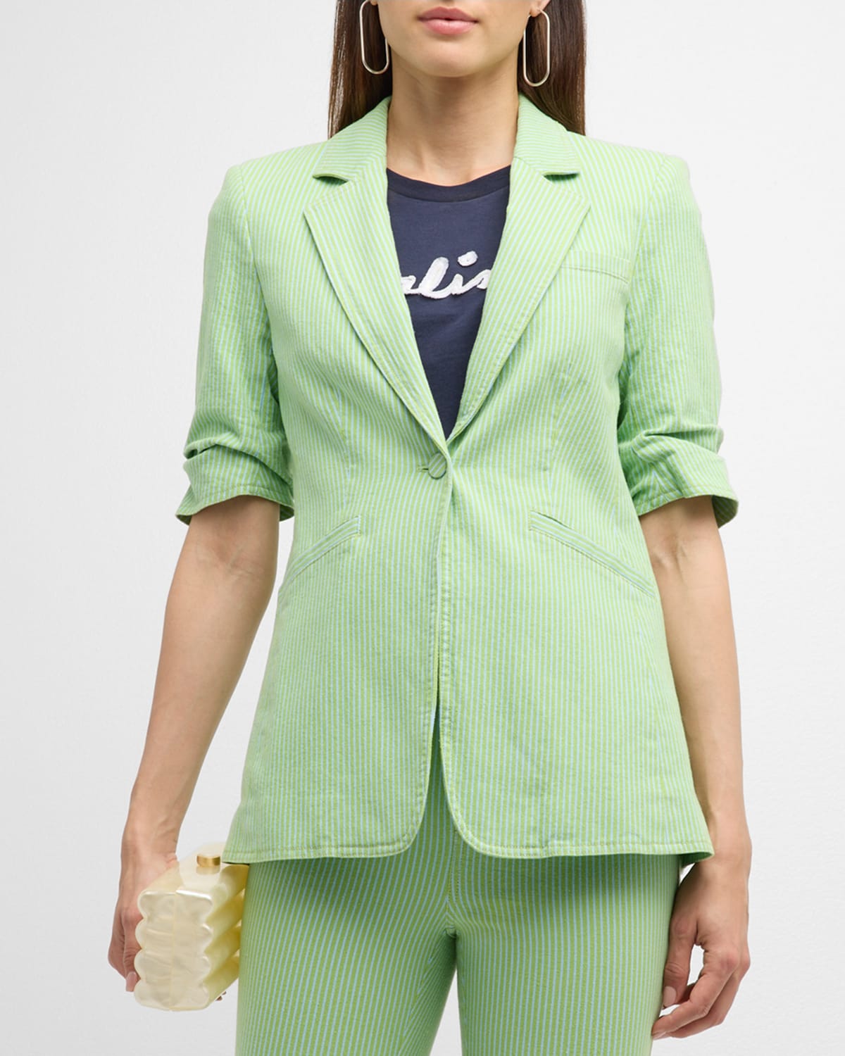 Cinq a Sept Khloe Short-Sleeve Denim Blazer