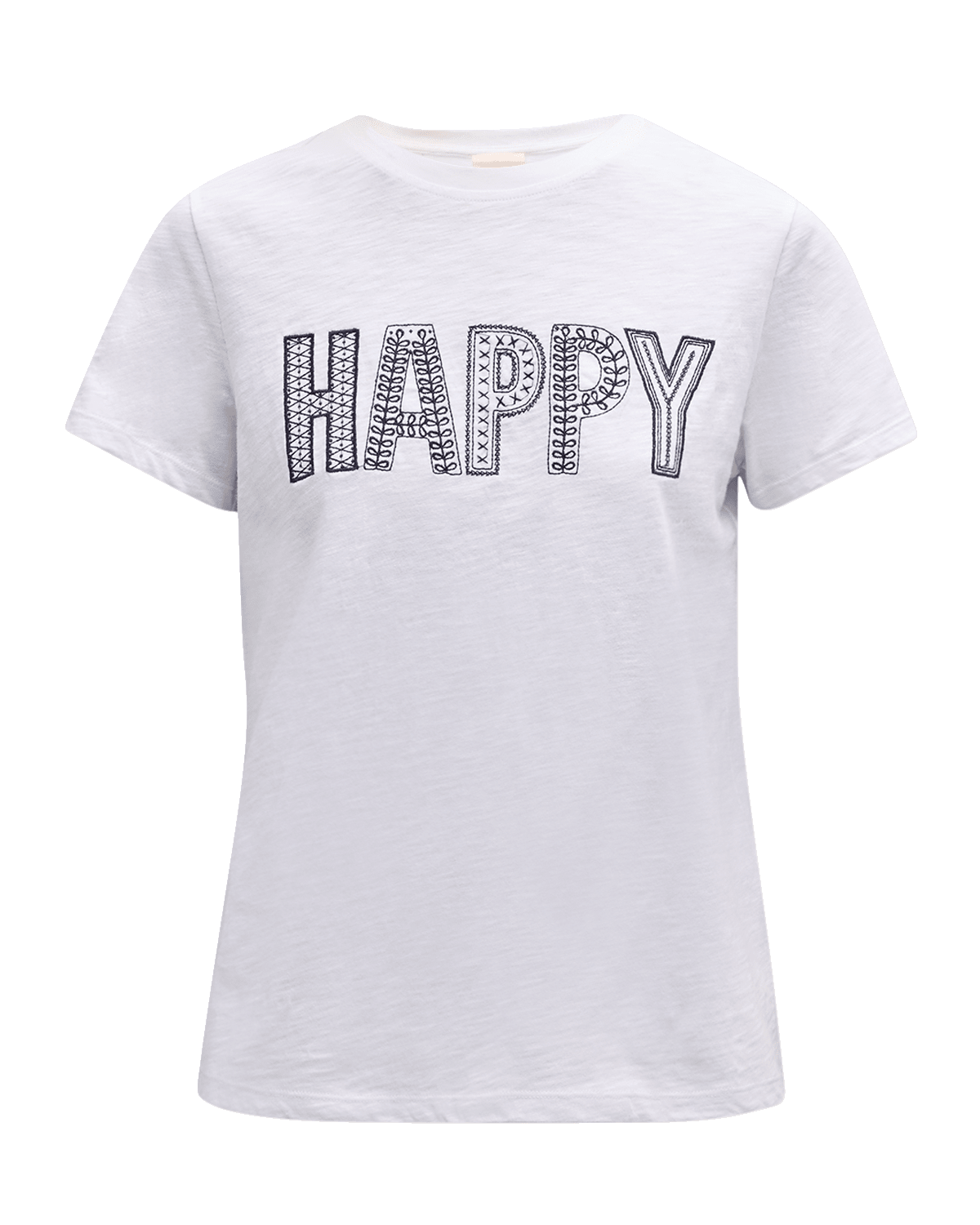 Cinq a Sept Embroidered Happy Short-Sleeve Cotton Tee