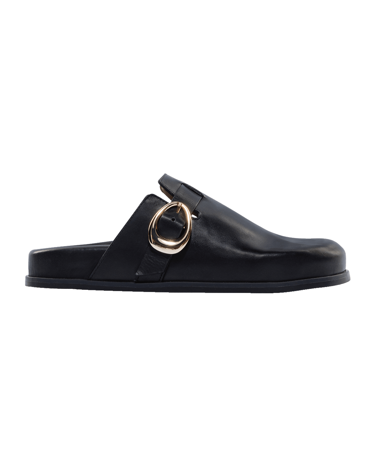 Bernardo Easton Leather Buckle Slide Mules