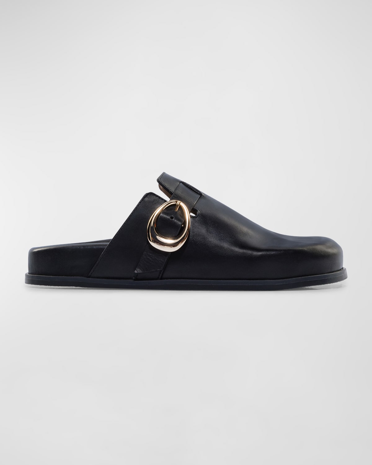 Bernardo Easton Leather Buckle Slide Mules