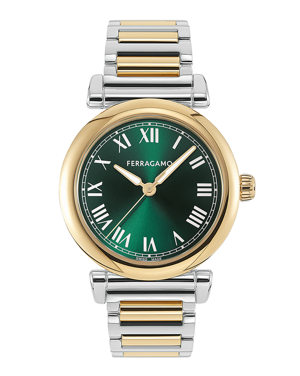 Ferragamo 36mm Ferragamo Allure Watch with Green Dial, Two Tone