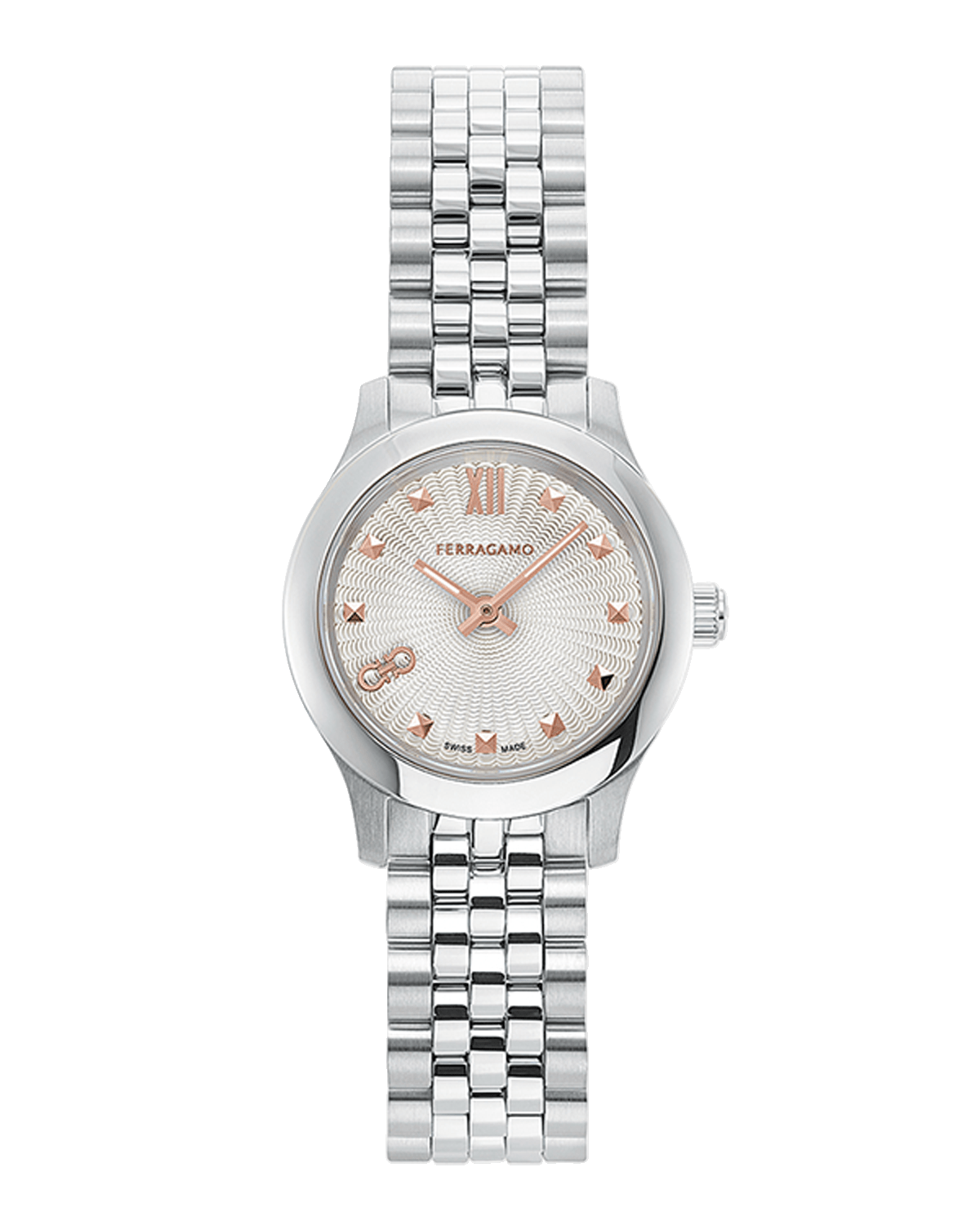 Ferragamo 25mm Ferragamo Duo Mini Watch with Silver Dial, Stainless Steel