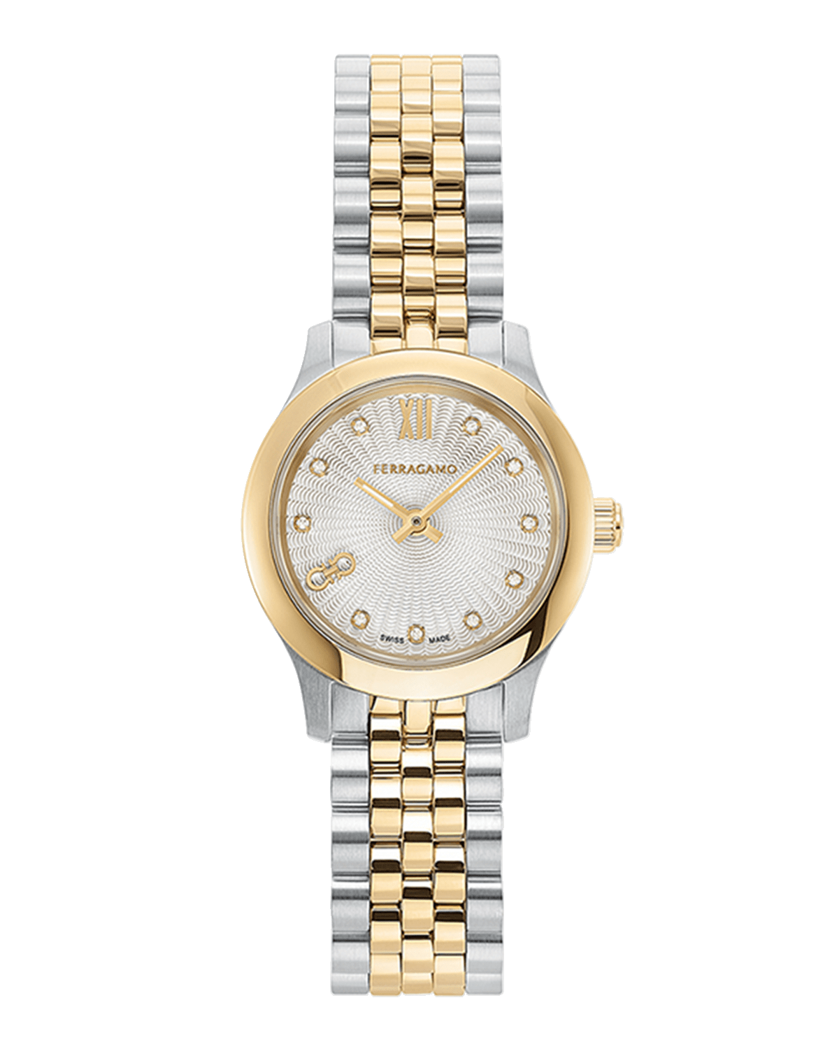 Ferragamo 25mm Ferragamo Duo Mini Watch with Silver Dial, Two Tone