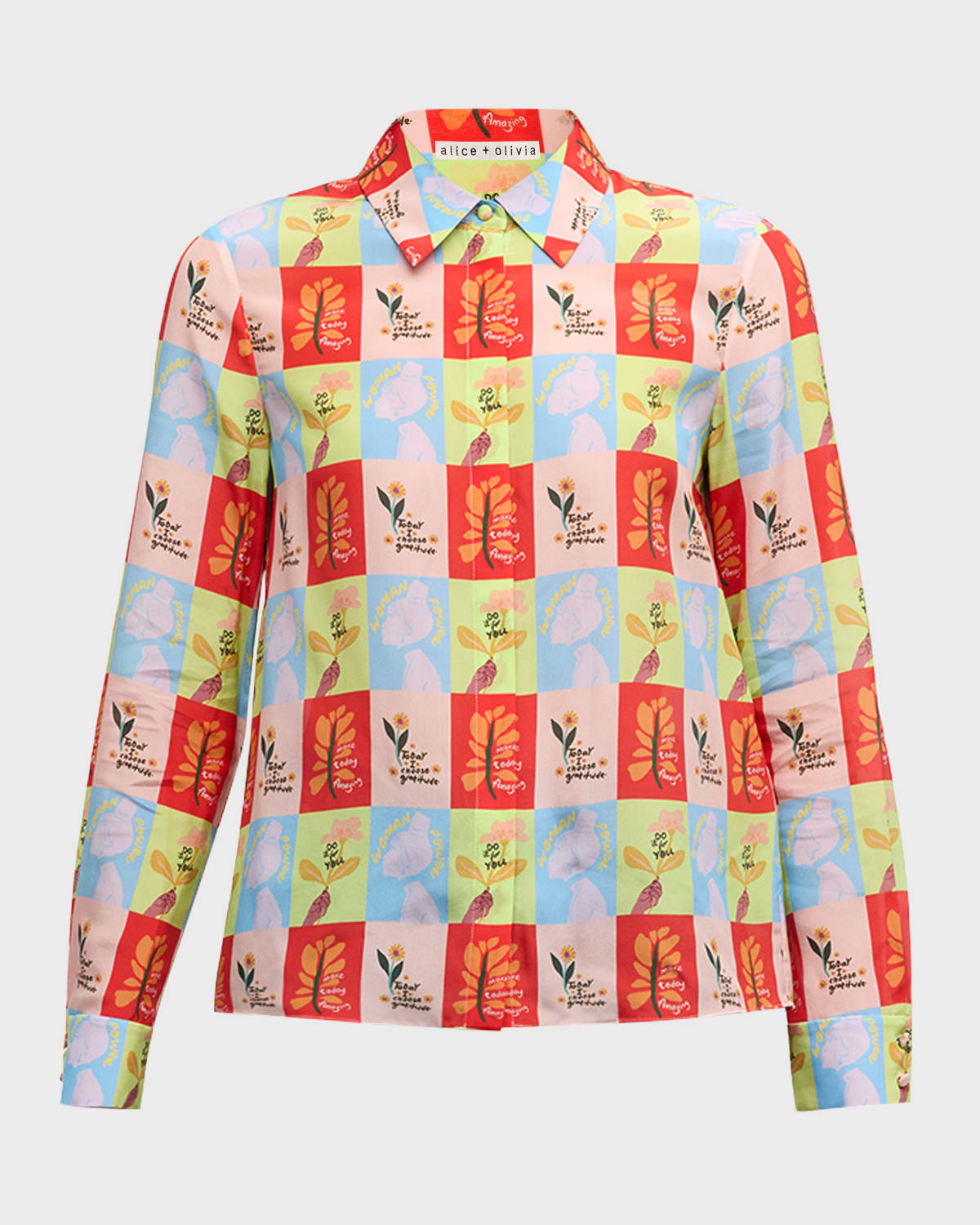 Alice + Olivia Willa Woman Power Placket Top