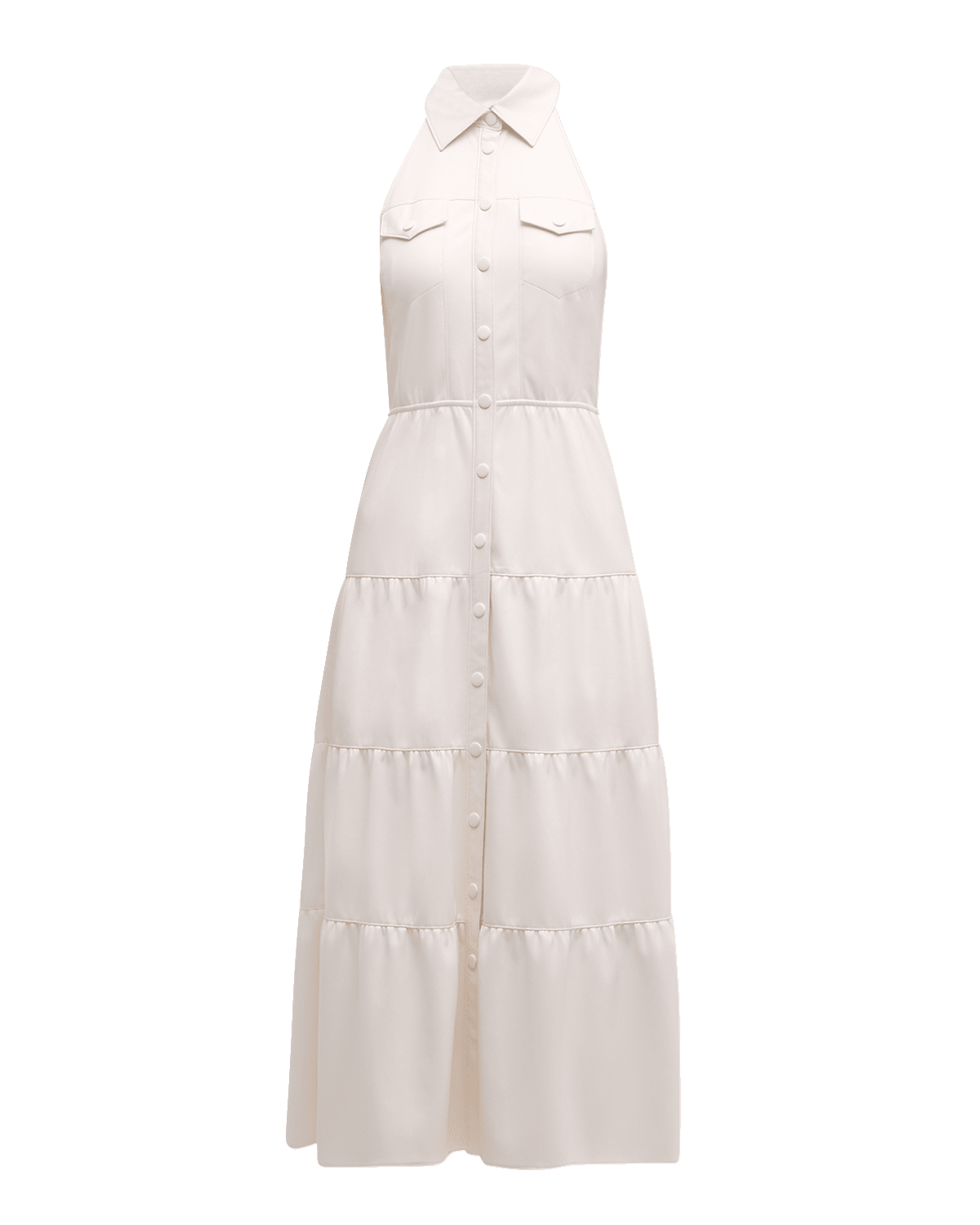 Alice + Olivia Miranda Vegan Leather Tiered Midi Dress