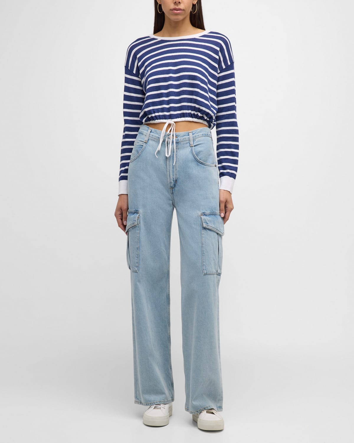 Alice + Olivia Bernetta Striped Cropped Pullover
