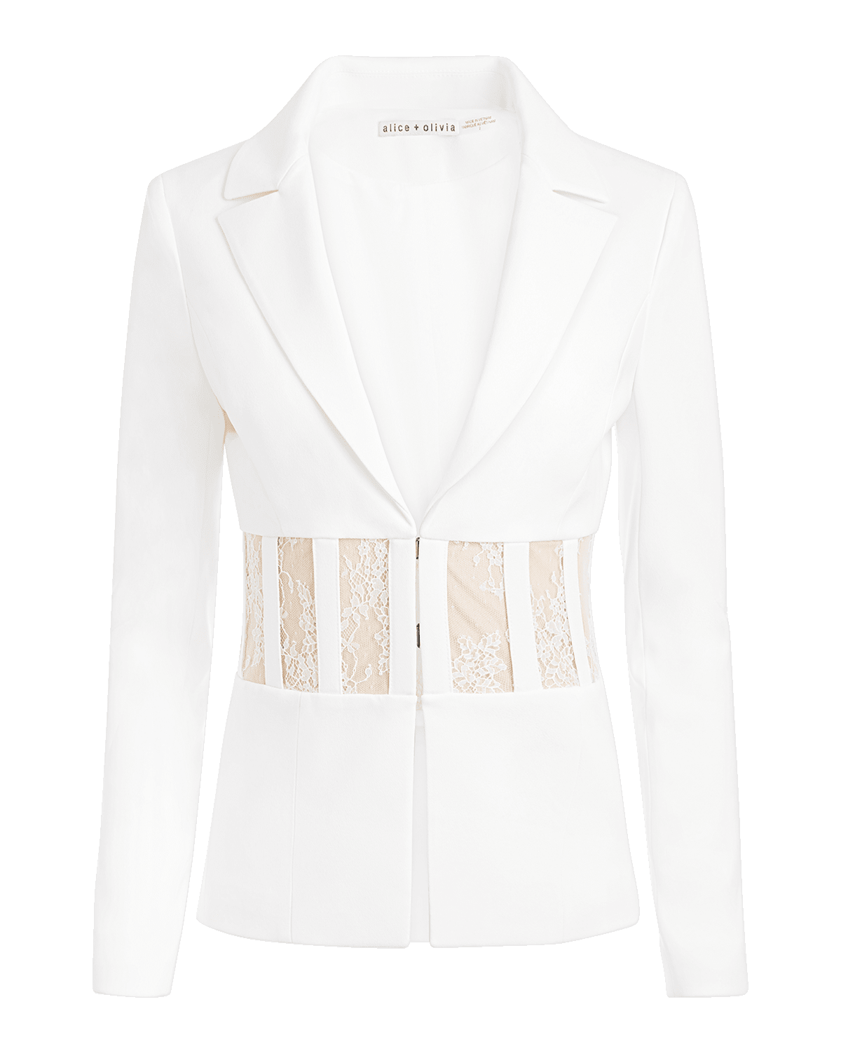 Alice + Olivia Alexia Fitted Sheer Lace Corset Blazer