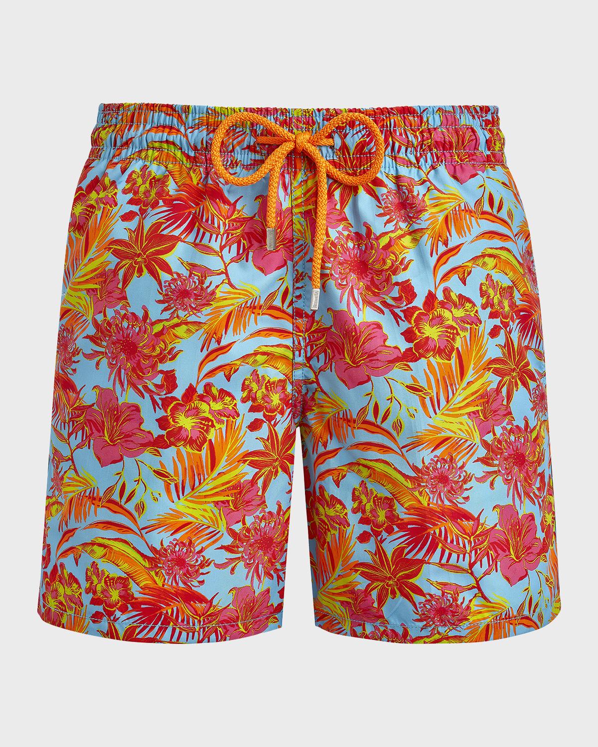 Vilebrequin Men's Tahiti Flower-Print Swim Shorts