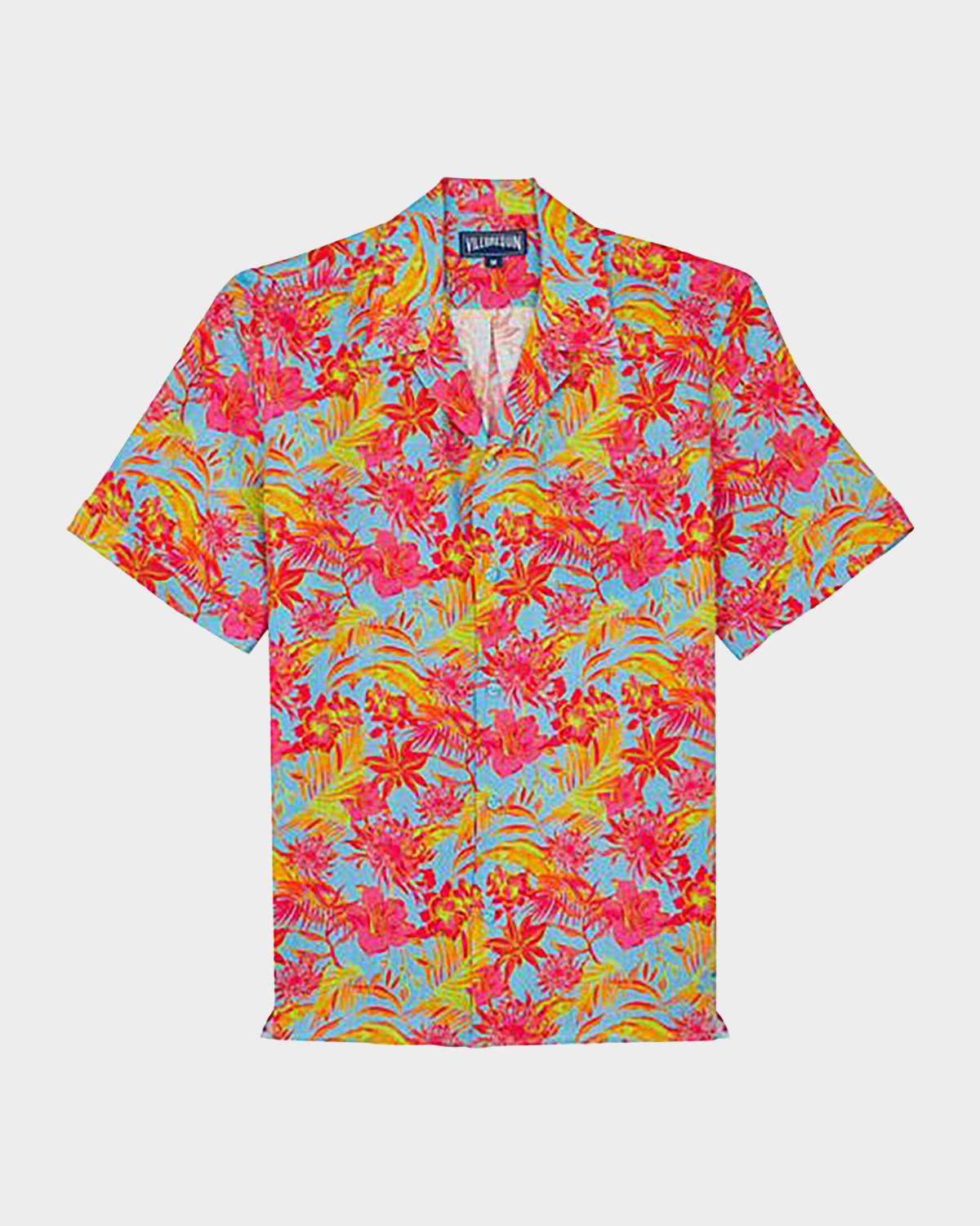 Vilebrequin Men's Tahiti Flower-Print Camp Shirt