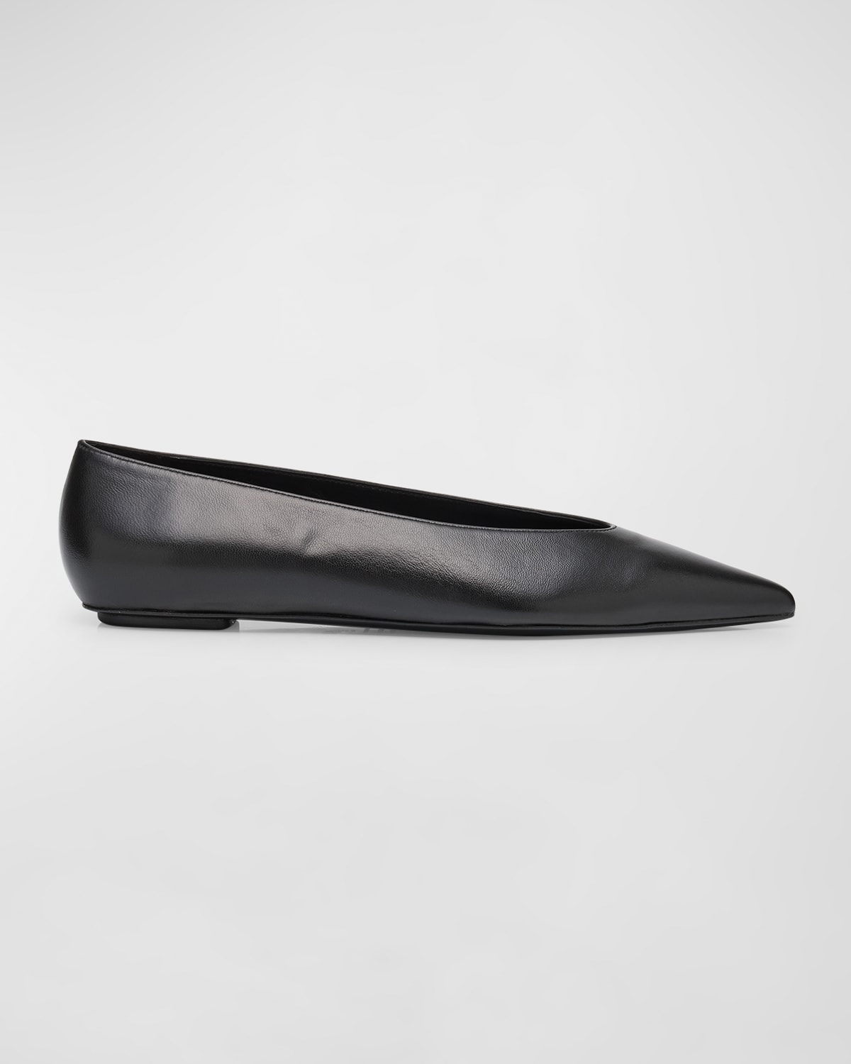 Stuart Weitzman Lina Leather Point-Toe Ballerina Flats