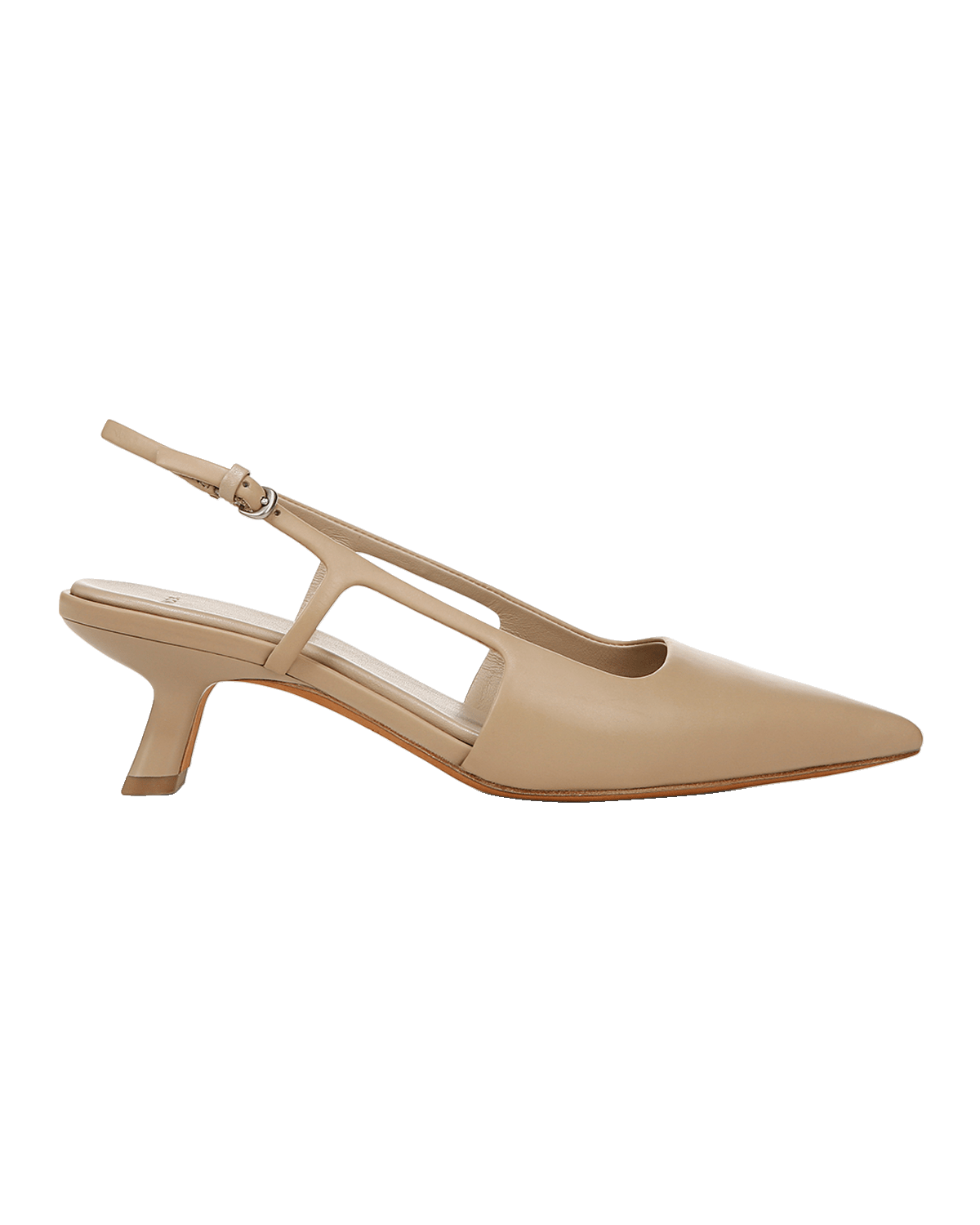 Vince Bianca Leather Kitten Slingback Pumps