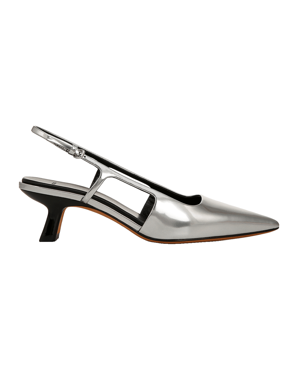 Vince Bianca Metallic Kitten Slingback Pumps