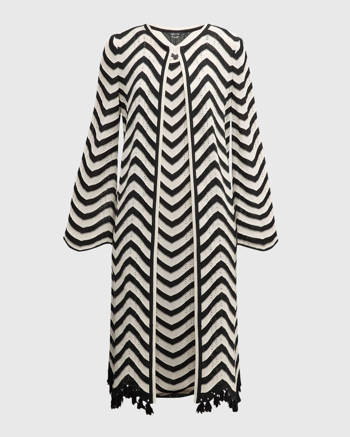 Misook Tassel-Trim Chevron Intarsia Jacket